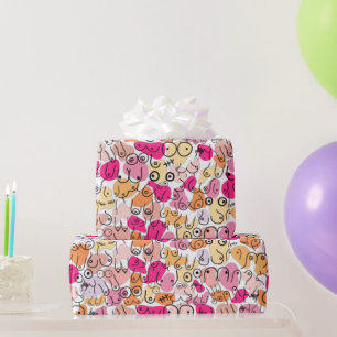 Pink bright baby girl shower wrapping paper