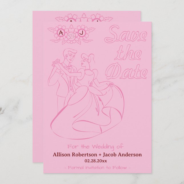 Pink Bright & bold wedding Save the Date (Front/Back)