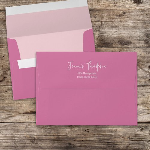 Pink Bright Colorful Simple Return Address Envelope