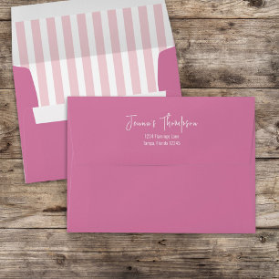 Pink Bright Colorful Striped Return Address Envelope