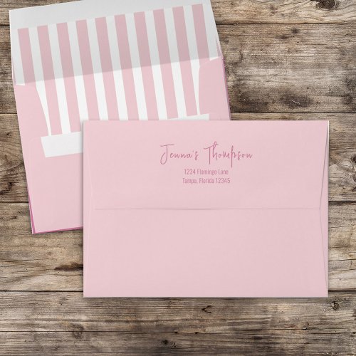 Pink Bright Colorful Striped Return Address Envelope