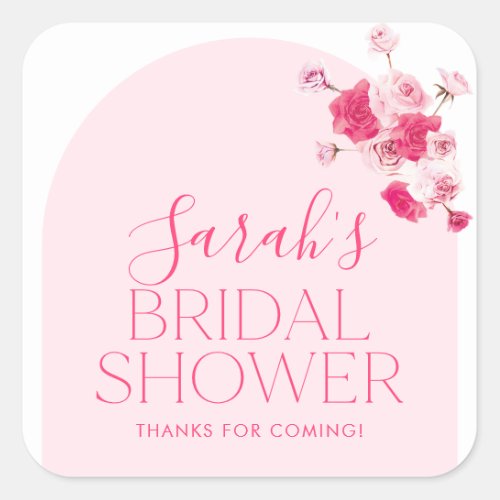 Pink Bright Floral Bridal Shower Favor Tag Sticker