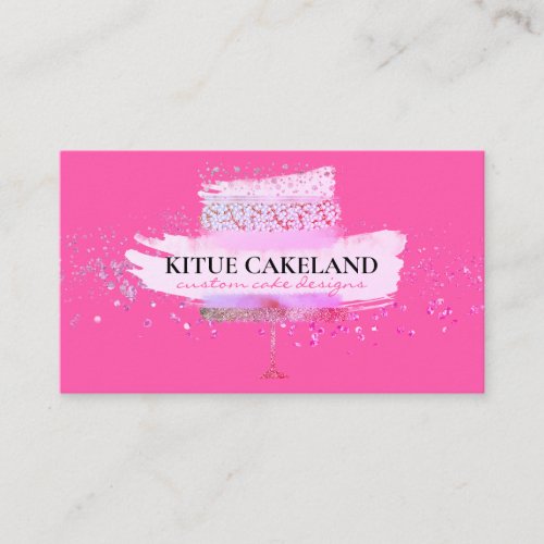 Pink Bright Neon Girly Home Bakery Cake Business Card