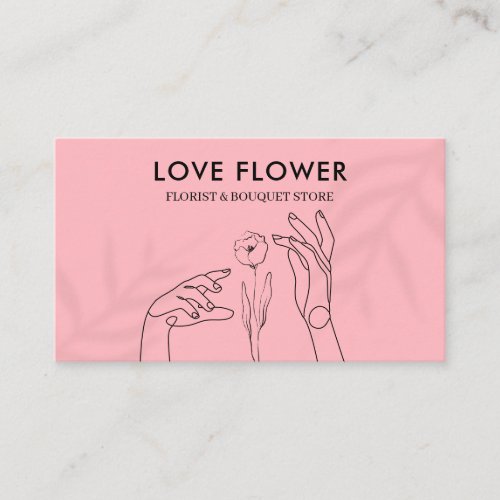 Pink Bright Touching the Flower with Hands Business Card