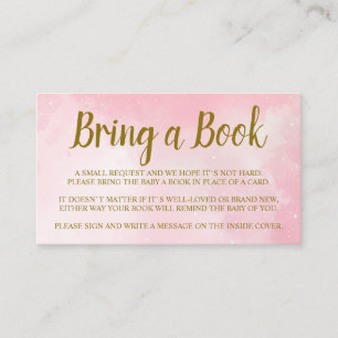 Pink Bring a Book Baby Shower Enclosure Card
