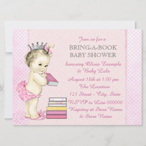 Pink Bring a Book Baby Shower Invitation