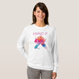 Pink Bring It Hockey Goalie Watercolor Women's T-Shirt