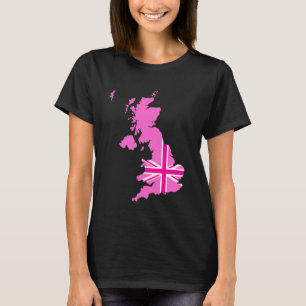 Pink British Flag Union Kingdom Map in Pink for La T-Shirt