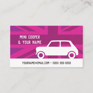 Pink British Mini Cooper Custom Business Card