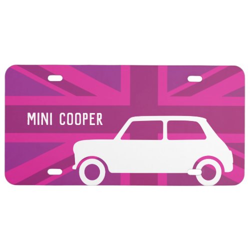 Pink British Mini Cooper _ Personalized _  License Plate