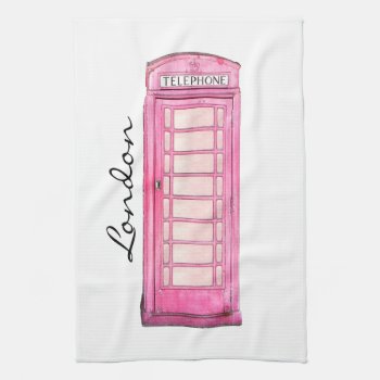 Pink - British Phone Booth - London Tea-towel Towel by hutsul at Zazzle