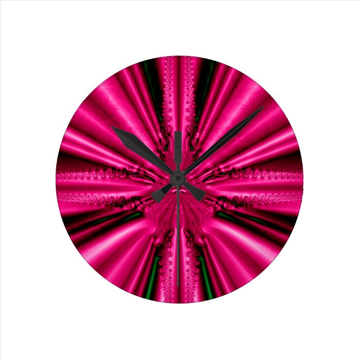 Pink Brocade Fabric Fractal Clock