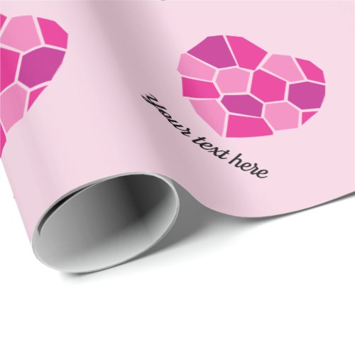 Pink broken heart in pieces romantic love drama wrapping paper