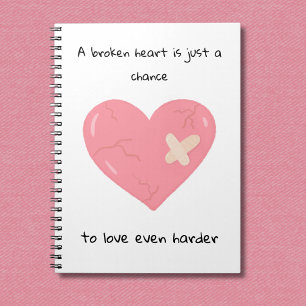 Pink broken heart notebook