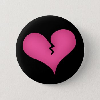 Pink Broken Heart On Black Sad Cute Style Button by TheHopefulRomantic at Zazzle