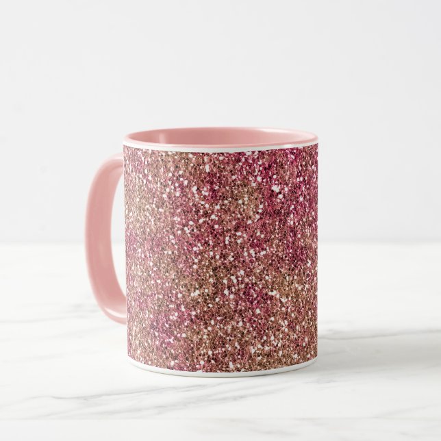 Pink Bronze Ombre Sparkle Glitter         Mug (Front Left)