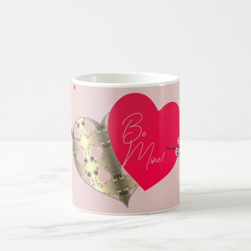 Pink Bronze Rose Red Heart Valentines Day Coffee Mug