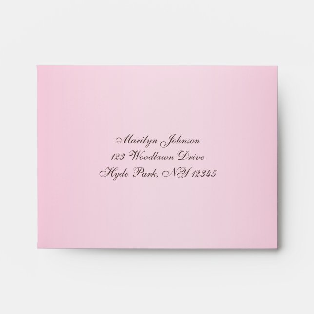 Pink, Brown A2 Return Address Envelope for RSVP's (Front)