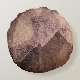 Pink brown abstract painting brush stroke art round pillow