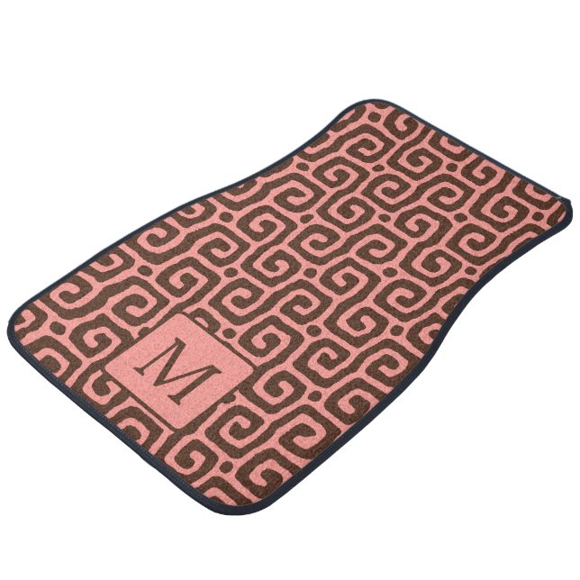  pink &brown Abstract pattern Car Floor Mat (Angled)