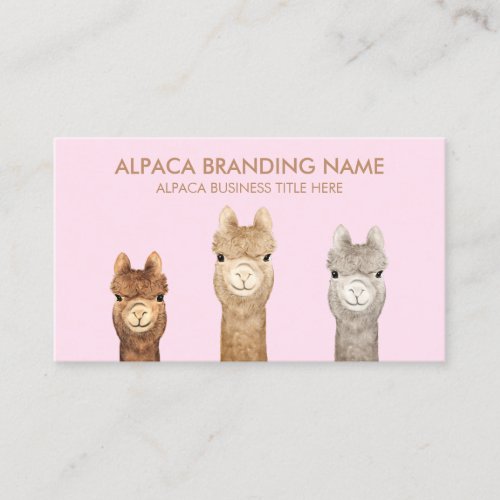 Pink Brown Alpaca Animal Business Card