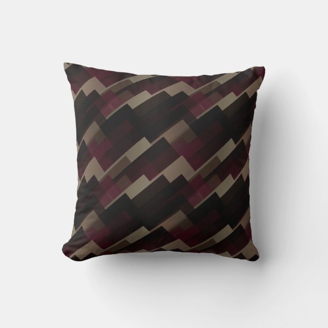 Pink brown and beige geometric  throw pillow (Front)