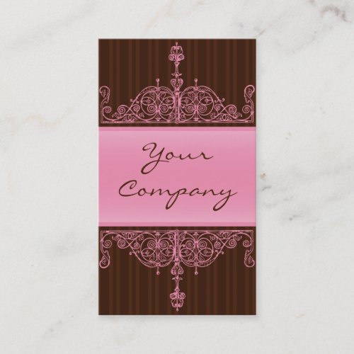 Pink &amp; Brown Antique Frame Card Business Card Template