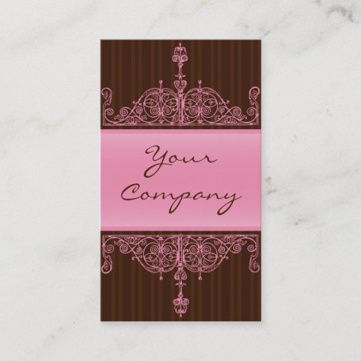 Customizable Pink &amp; Brown Antique Frame Card Business Card Template