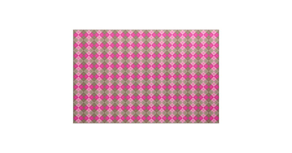 Pink-Brown Argyle Fabric | Zazzle