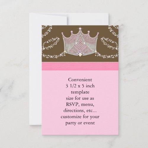 Pink Brown Baby Girl Princess Baby Shower RSVP