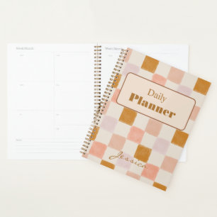 Pink Brown Beige Geometric Daily Planner Cover