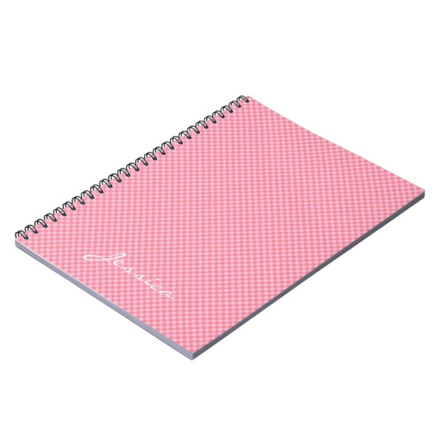 Pink Brown Beige Geometric Personalized Notebook (Left Side)