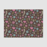 Pink Brown &amp; Blue Whimsical Flowers Nature Pattern Tissue Paper