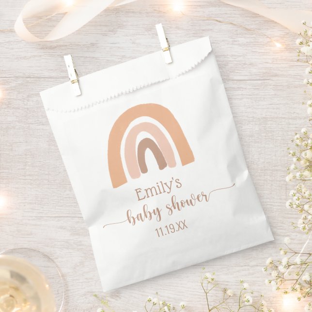 Pink Brown Boho Rainbow Thank You Favor Bag (Clipped)