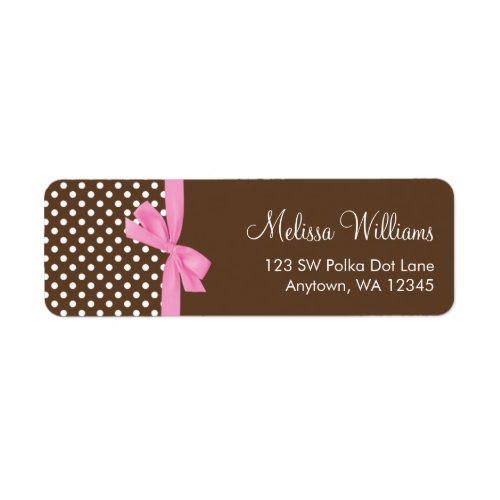 Pink Brown Bow Polka Dot Address Labels