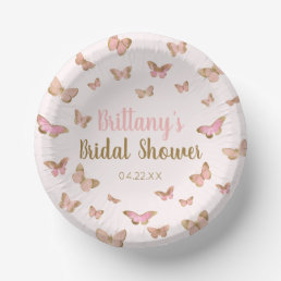 Pink Brown Butterfly Themed Bridal Shower  Paper Bowls