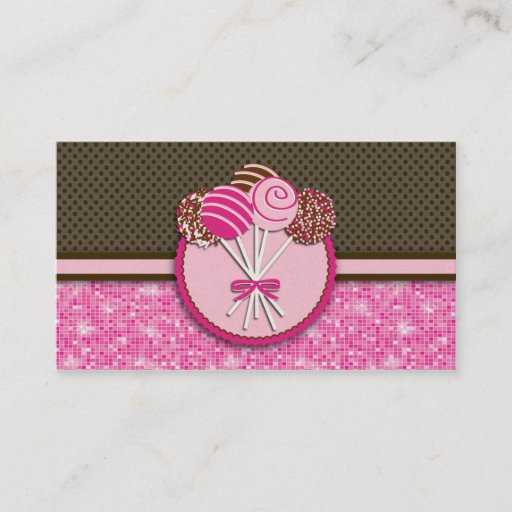 Customizable Pink &amp; Brown Cake Pops : Business Cards