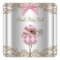 Pink Brown Carriage Baby Shower Label