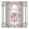 Pink Brown Carriage Baby Shower Label