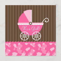 Pink Brown Carriage Camo Girl Baby Shower