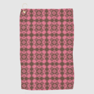 Pink Brown Checker Argyle Pattern Golf Towel
