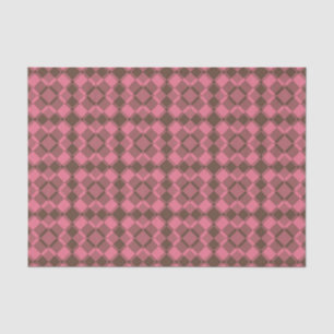 Pink Brown Checker Argyle Pattern Tissue Paper