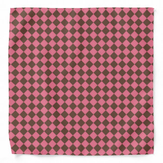 Pink Brown Checker Diamond Pattern Bandana