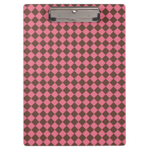 Pink Brown Checker Diamond Pattern Clipboard