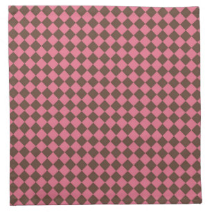 Pink Brown Checker Diamond Pattern Cloth Napkin
