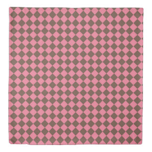 Pink Brown Checker Diamond Pattern Duvet Cover