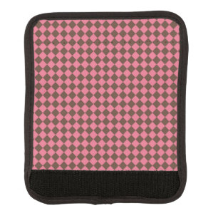 Pink Brown Checker Diamond Pattern Luggage Handle Wrap