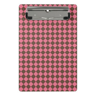 Pink Brown Checker Diamond Pattern Mini Clipboard