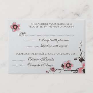 Pink & Brown Cherry Blossom Response RSVP Card