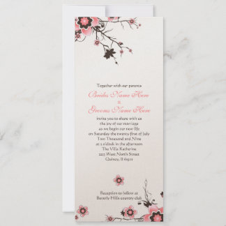 Pink & Brown Cherry Blossom Wedding Invite